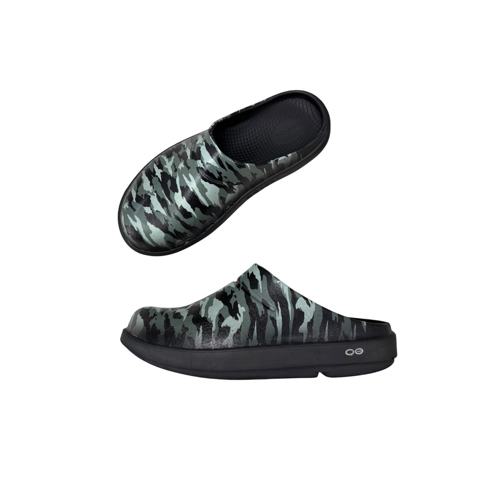 OOFOS OOCloog Recovery Clogs Mule Black Green Luxe‎ Camo Unisex Men's 8 Women 10
